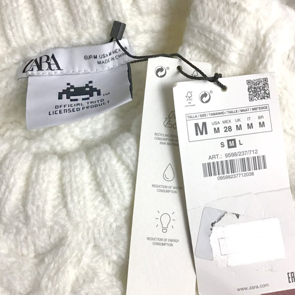 ZARA Limited Edition Chunky Cable Knit Space Invaders Sweater Vest - Picture 8 of 10